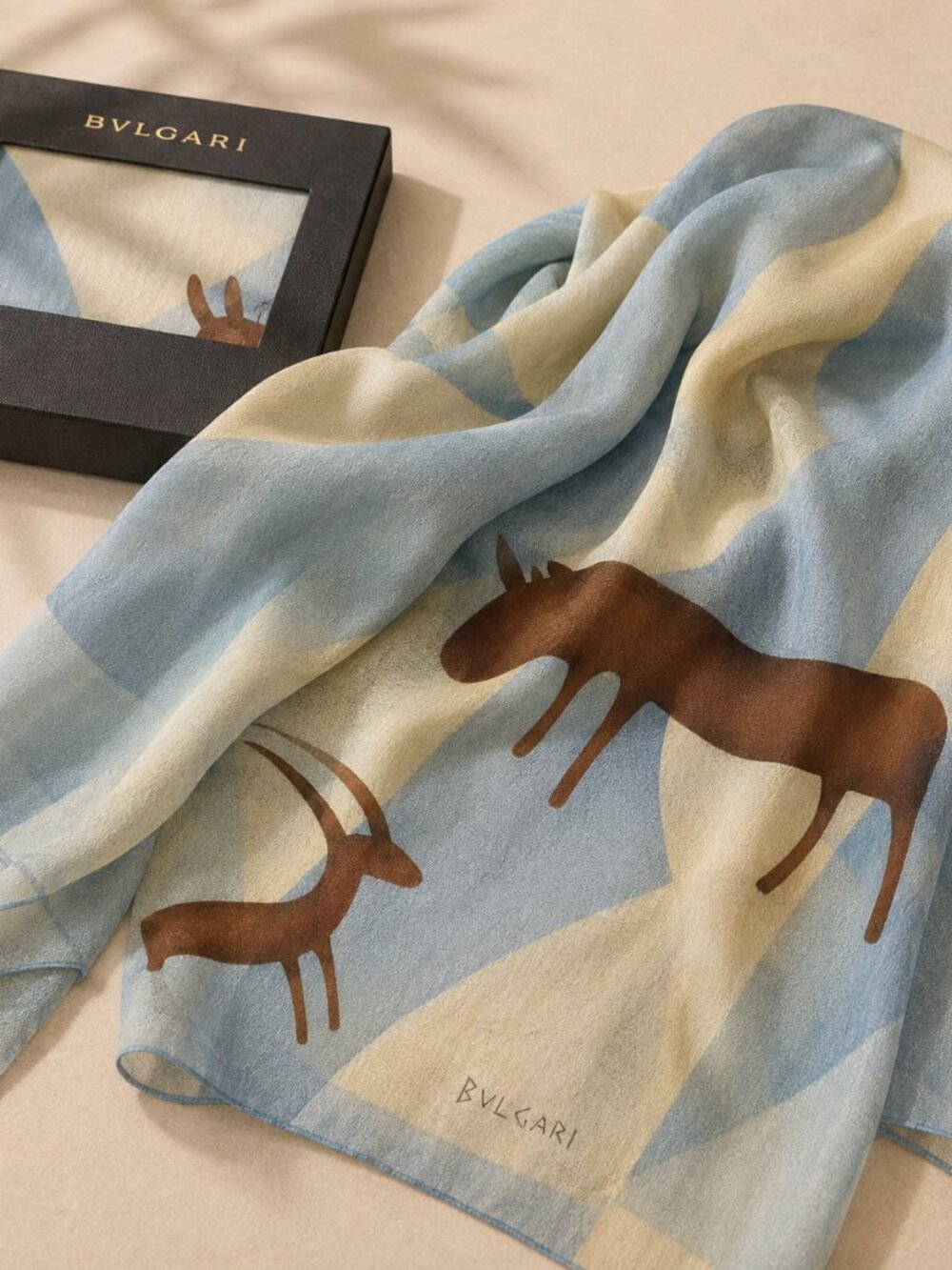 Bulgari/Bvlgari Pascolo Rupestre Silk Scarf - Very Rare